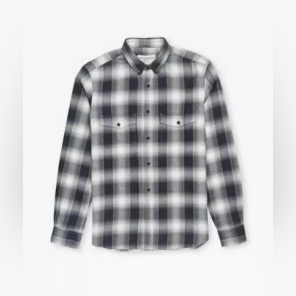 New French Connection Men's Plaid Button-Up Twill Shirt Size Large - Picture 1 of 5